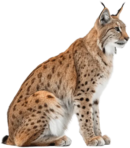 坐在地上的猞猁