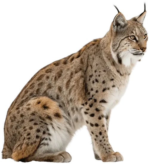 坐在地上的猞猁