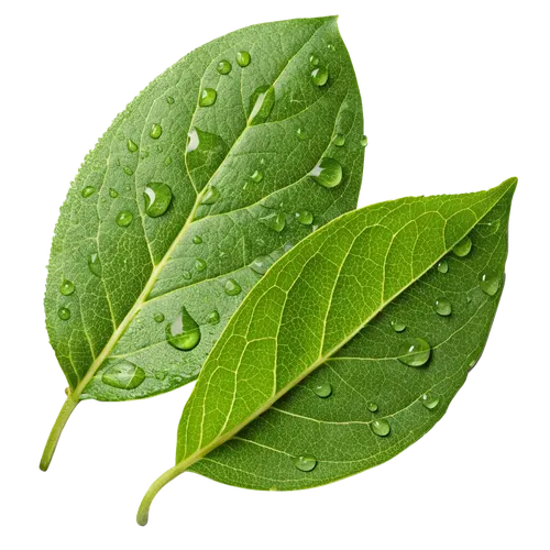 2片沾满露水的叶子