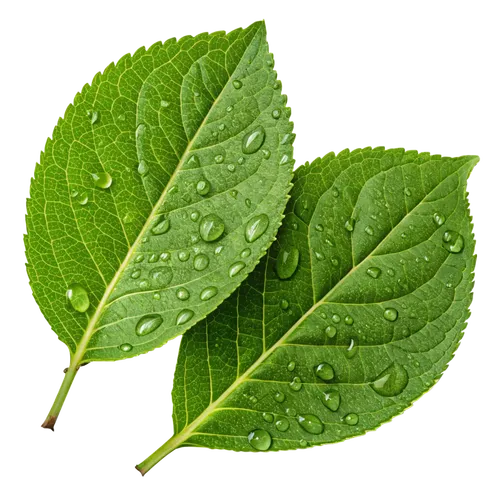 2片沾满露水的叶子