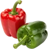 1个红色和绿色的菜椒