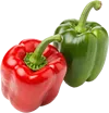 1个红色和绿色的菜椒