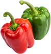 1个红色和绿色的菜椒